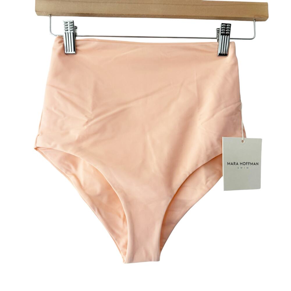Mara Hoffman Lydia Peach Orange High Waisted Bikini Swimsuit Bottoms Size Medium